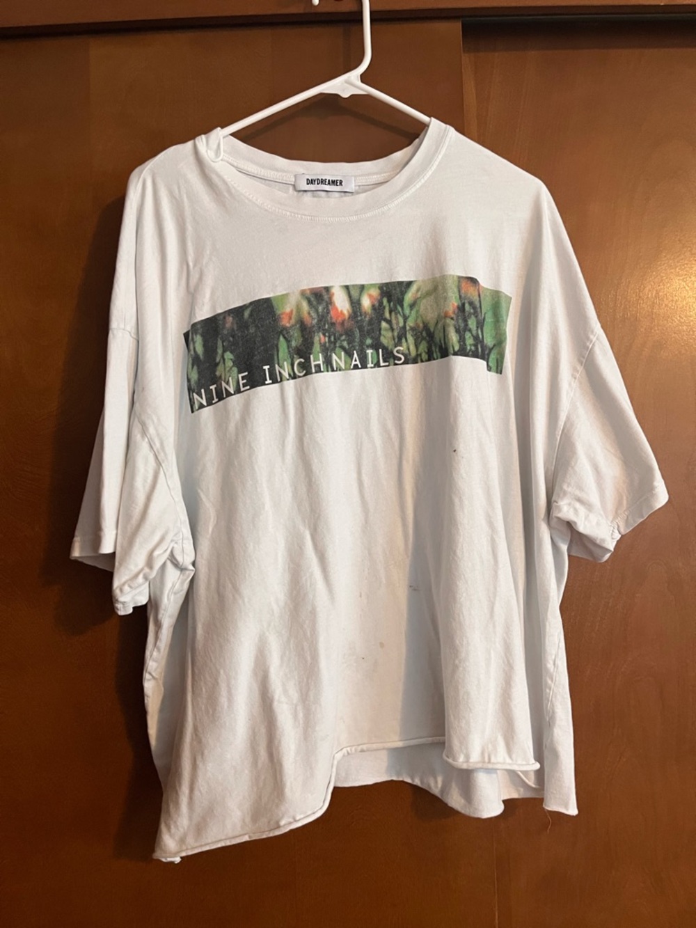 Daydreamer White Nine Inch Nails Floral Graphic Short Sleeve Tee